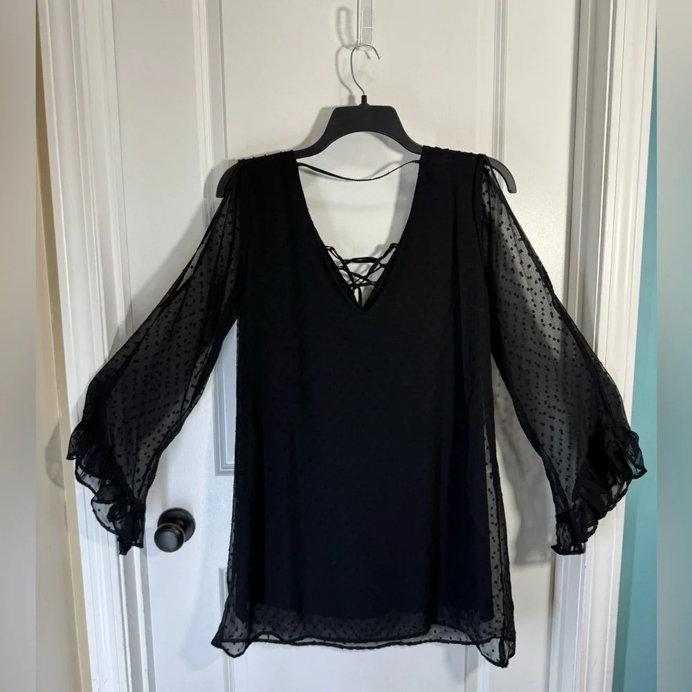 Rock & Roll Cowgirl Black Sheer Lace Blouse - Picture 2 of 3